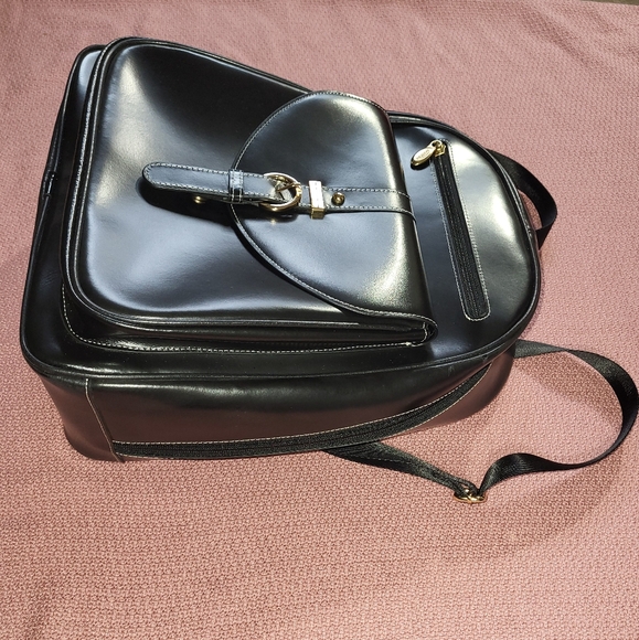 McKlein / Moline Leather Business Laptop Tablet Backpack Black Women's Bag - Picture 6 of 14